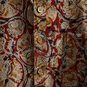 Hand Block Print Natural Dyed Cotton Short Kalamkari Kurta for Men 09