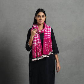 Pink Kutch Handwoven Merino Wool Shibori & Bandhani Stole