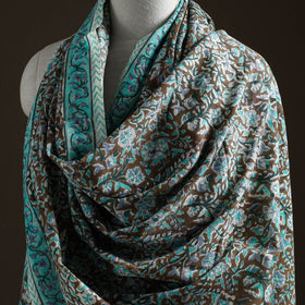 Floral Sanganeri Print Pure Merino Wool Handwoven Shawl 63