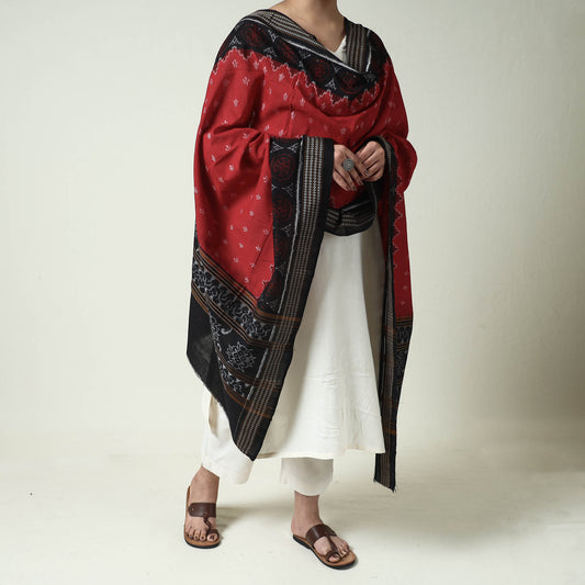 Red - Sambalpuri Ikat Weave Handloom Cotton Dupatta