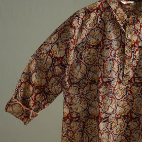 Hand Block Print Natural Dyed Cotton Short Kalamkari Kurta for Men 09