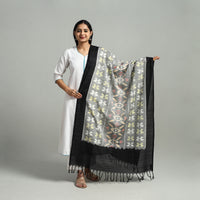 Grey - Handloom Cotton Pochampally Ikat Dupatta 09