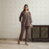 Multicolor - Block Printed Cotton Ajrakh Co-ord Set 13