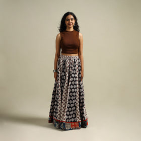 Bagh Hand Block Print 24 Kali Patchwork Cotton Long Skirt 27