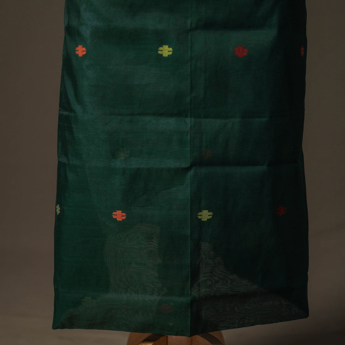 Green - jamdani pure handloom muslin unstitched dress