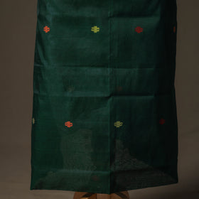 Green - jamdani pure handloom muslin unstitched dress