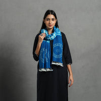 Blue - Kutch Handwoven Merino Wool Shibori & Bandhani Stole 13