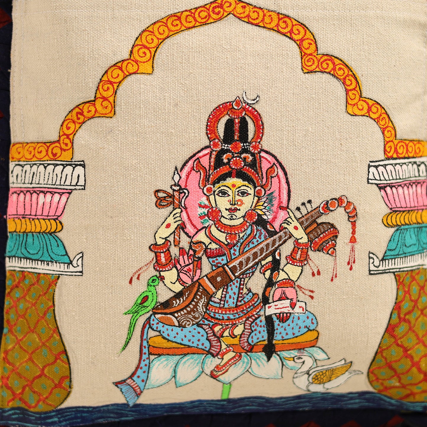 Multicolor - Applique with Pattachitra Handpainted Shoulder Bag from Odisha 22