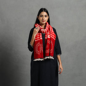  Red Kutch Handwoven Merino Wool Shibori & Bandhani Stole