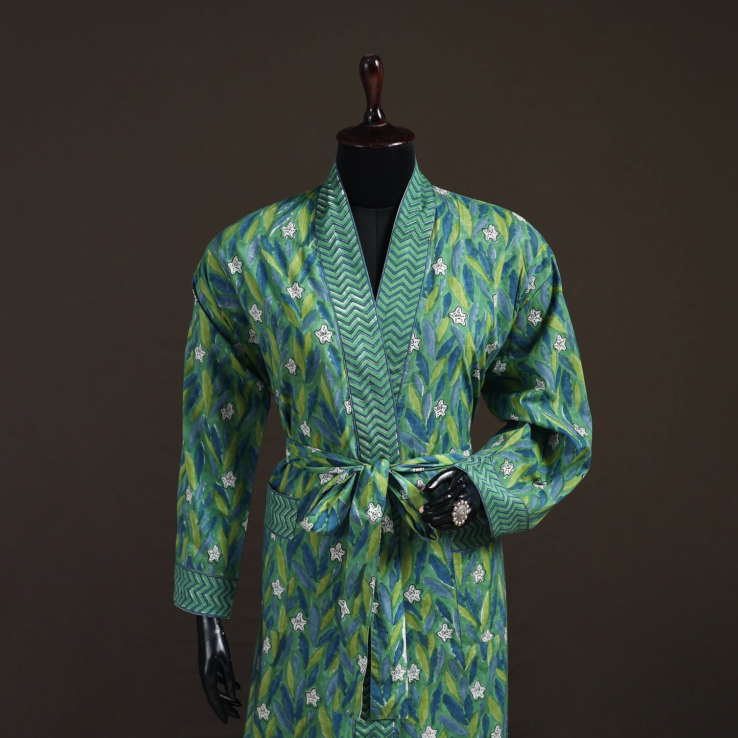 Sanganeri Hand Block Print Cotton Bath Robe 39