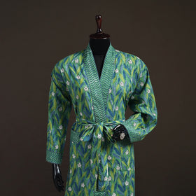 Sanganeri Hand Block Print Cotton Bath Robe 39