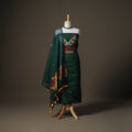 Green - jamdani pure handloom muslin unstitched dress