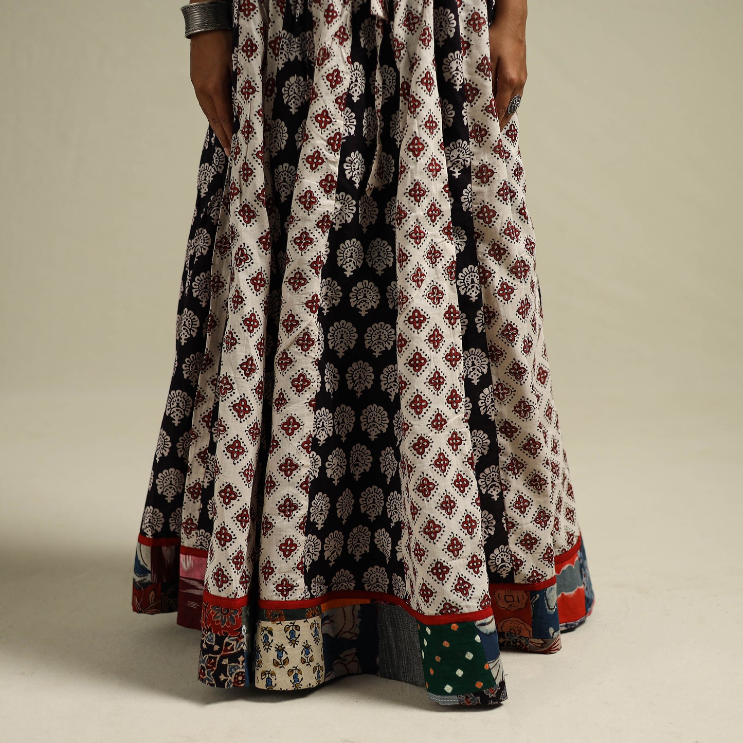Bagh Hand Block Print 24 Kali Patchwork Cotton Long Skirt 27