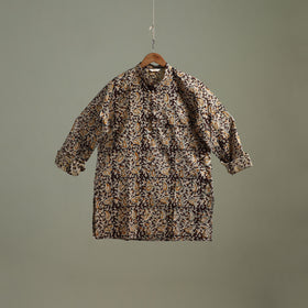 Hand Block Print Natural Dyed Cotton Short Kalamkari Kurta for Men 08