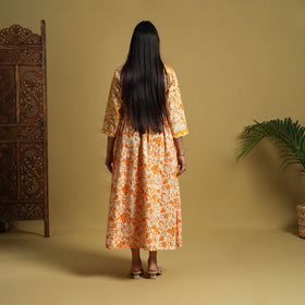 Buy Orange Flared Cotton Batik Print Dress Online