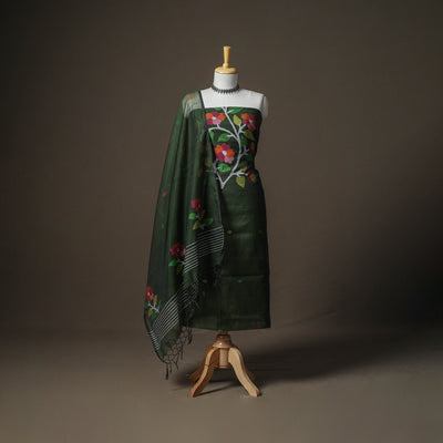 Jamdani Pure Handloom Muslin Unstitched Dress Material: Kurta with Dupatta 11