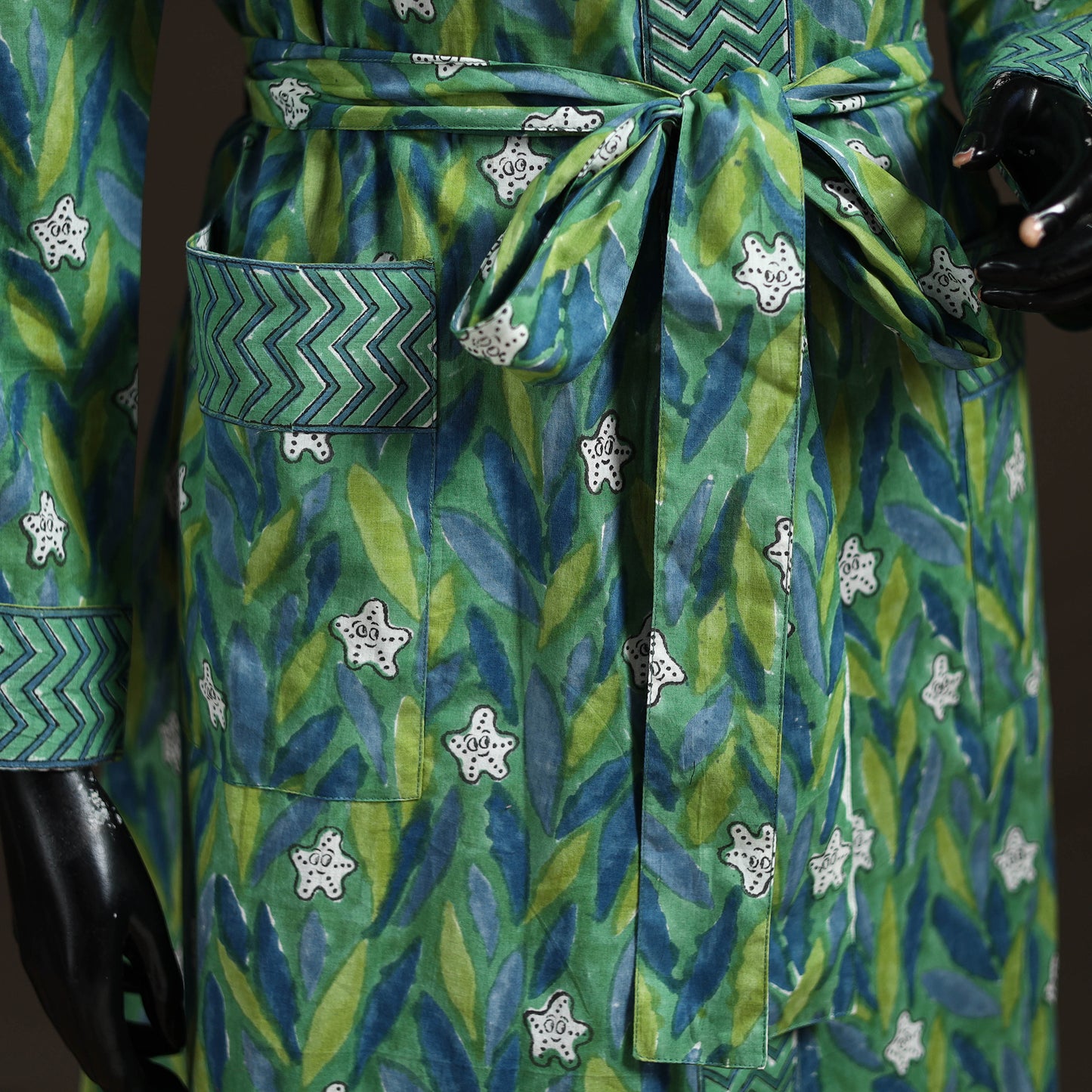 Sanganeri Hand Block Print Cotton Bath Robe 39
