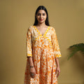 Buy Orange Flared Cotton Batik Print Dress Online
