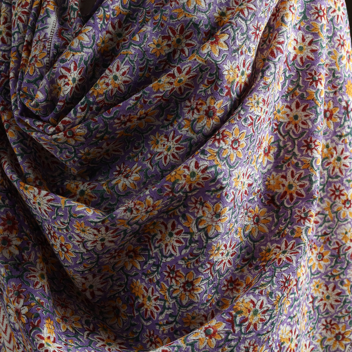 Floral Sanganeri Print Pure Merino Wool Handwoven Shawl 64