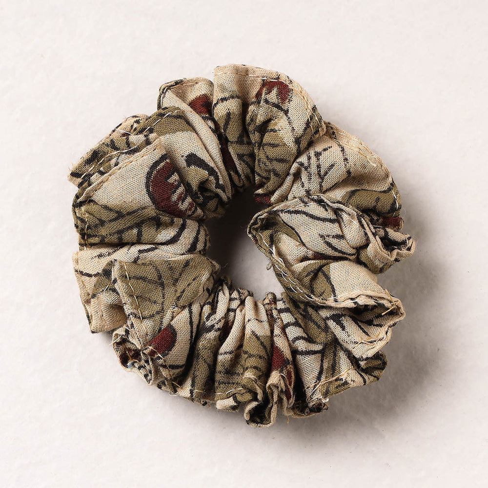 Kalamkari Block Printed Cotton Elastic Rubber Band/Scrunchie