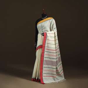 White - Bengal Handwoven Cotton Begumpuri Saree with Blouse Piece 02