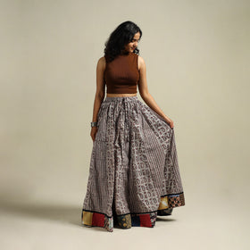 Bagh Hand Block Print 24 Kali Patchwork Cotton Long Skirt 28
