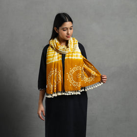 Yellow Kutch Handwoven Merino Wool Shibori & Bandhani Stole
