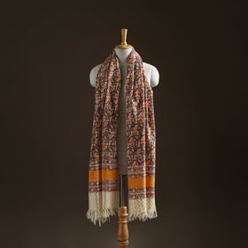 Floral Sanganeri Print Pure Merino Wool Handwoven Shawl 65