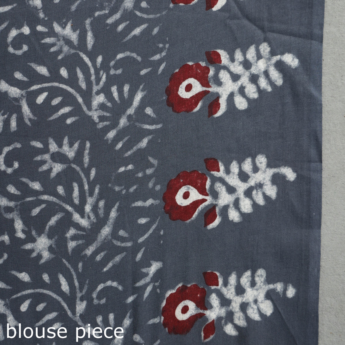 Grey - Nandana Dabu Block Printed Mul Cotton Saree 25