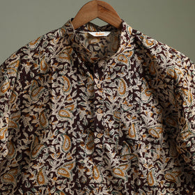 Hand Block Print Natural Dyed Cotton Short Kalamkari Kurta for Men 08