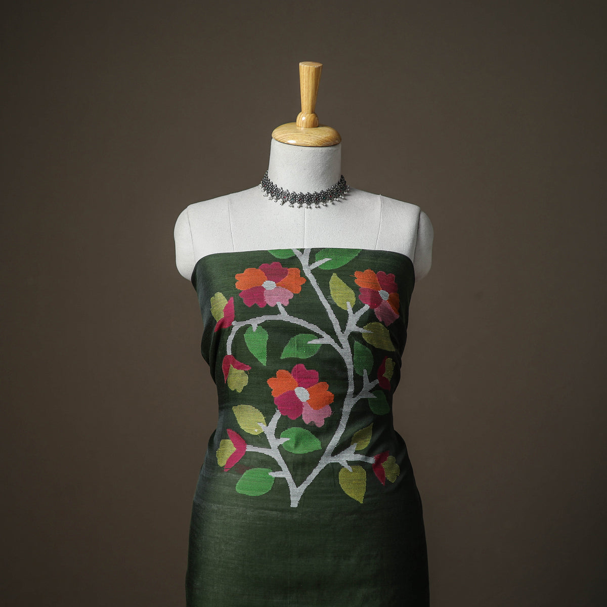 Jamdani Pure Handloom Muslin Unstitched Dress Material: Kurta with Dupatta 11