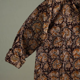 Hand Block Print Natural Dyed Cotton Short Kalamkari Kurta for Men 10