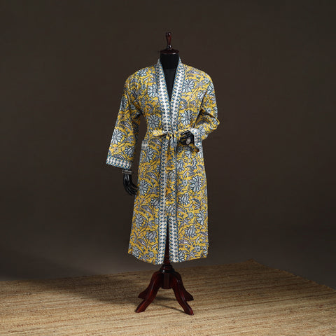 Sanganeri Hand Block Print Cotton Bath Robe 41