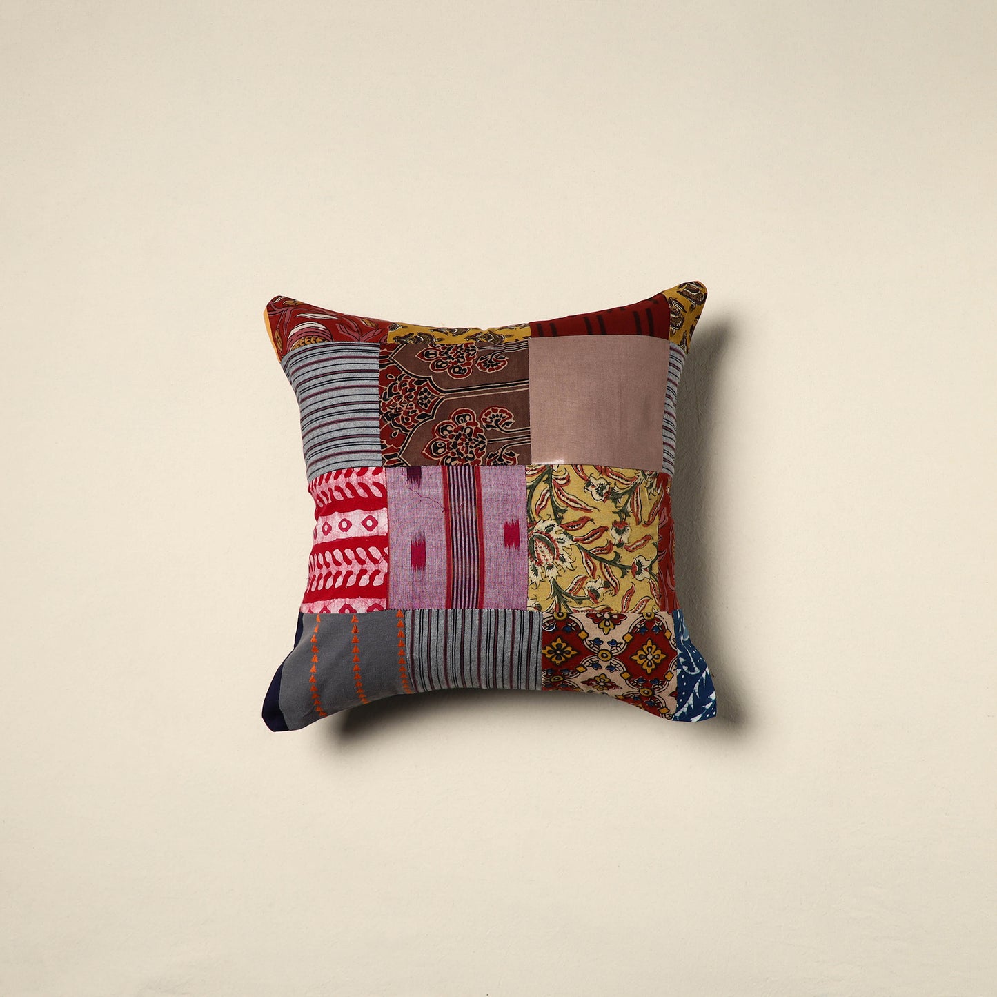 Multicolor - handcrafted cotton patchwork cushion cover 91