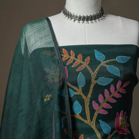 Jamdani Pure Handloom Muslin Unstitched Dress Material: Kurta with Dupatta 12