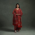 Ajrakh Hand Block Print Natural Dyed Cotton Suit Set with Dupatta for women 02