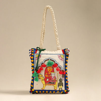 Multicolor - Applique with Pattachitra Handpainted Shoulder Bag from Odisha 21