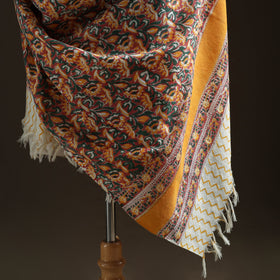 Floral Sanganeri Print Pure Merino Wool Handwoven Shawl 65