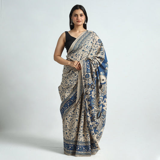 Kalamkari Printed Cotton Saree with Blouse Piece 16