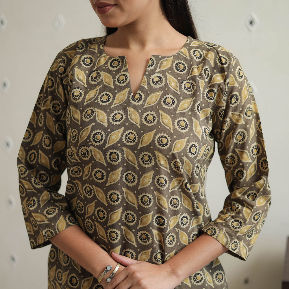 Brown - Block Printed Cotton Ajrakh Co-ord Set 12