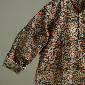Hand Block Print Natural Dyed Cotton Short Kalamkari Kurta for Men 01