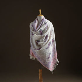 Floral Sanganeri Print Pure Merino Wool Handwoven Shawl 66