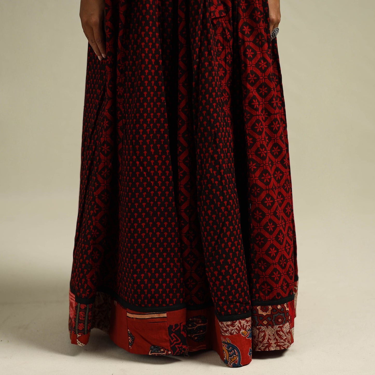 Bagh Hand Block Print 24 Kali Patchwork Cotton Long Skirt 29