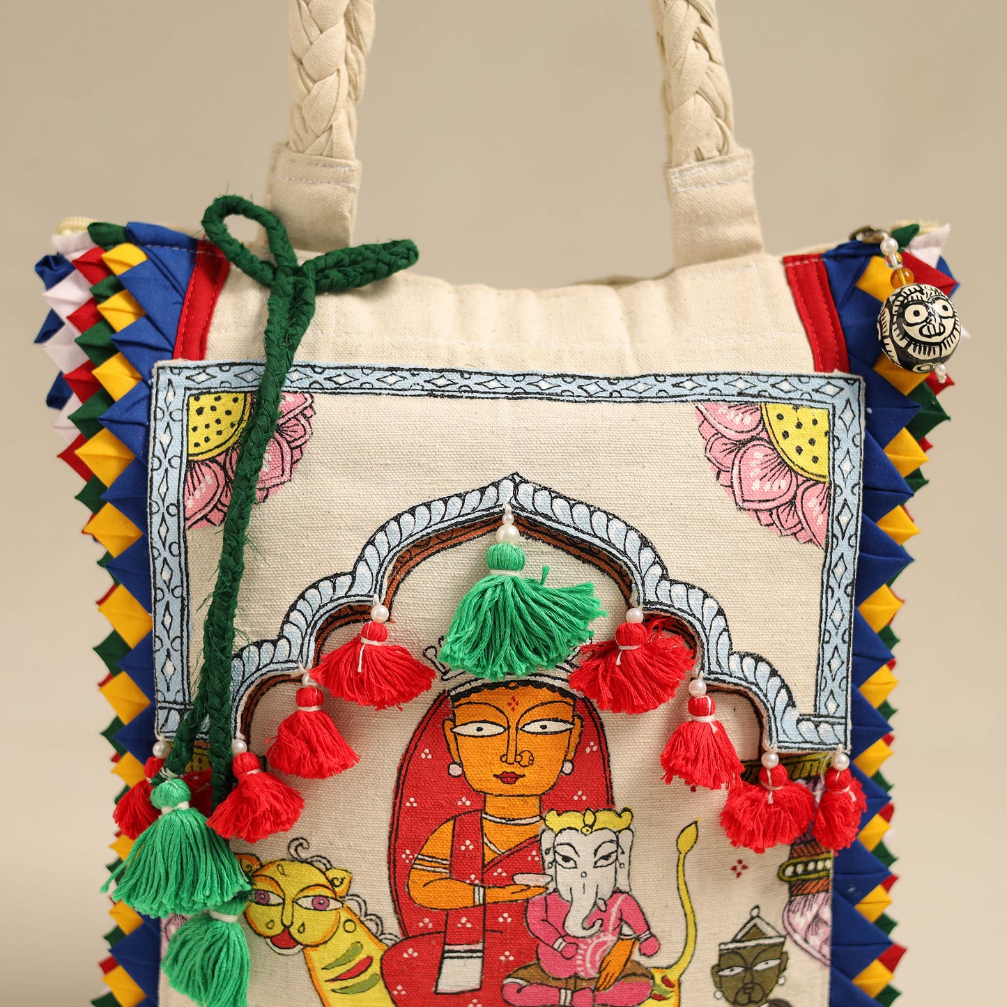 Multicolor - Applique with Pattachitra Handpainted Shoulder Bag from Odisha 21