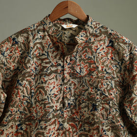 Hand Block Print Natural Dyed Cotton Short Kalamkari Kurta for Men 01