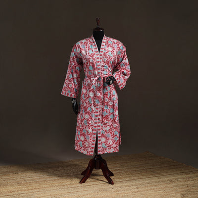 Sanganeri Hand Block Print Cotton Bath Robe 42