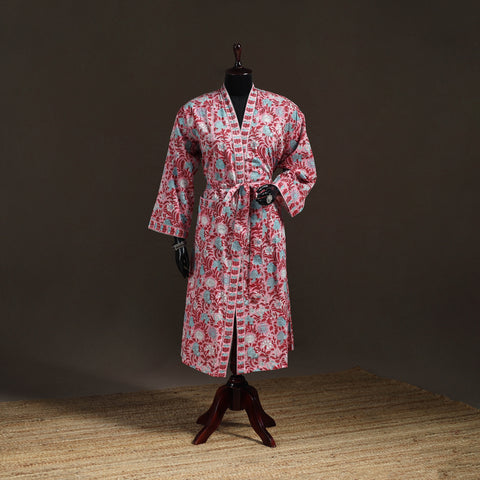 Sanganeri Hand Block Print Cotton Bath Robe 42