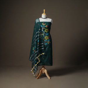 Jamdani Pure Handloom Muslin Unstitched Dress Material: Kurta with Dupatta 13
