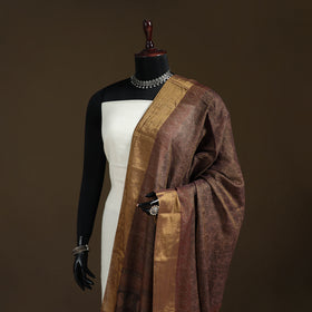Bagh Hand Block Print Natural Dyed Tissue Zari Chanderi Silk Dupatta 01