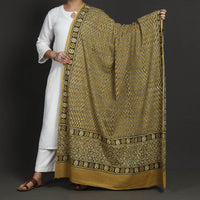 Yellow - Pipad Block Printed Mul Cotton Dupatta